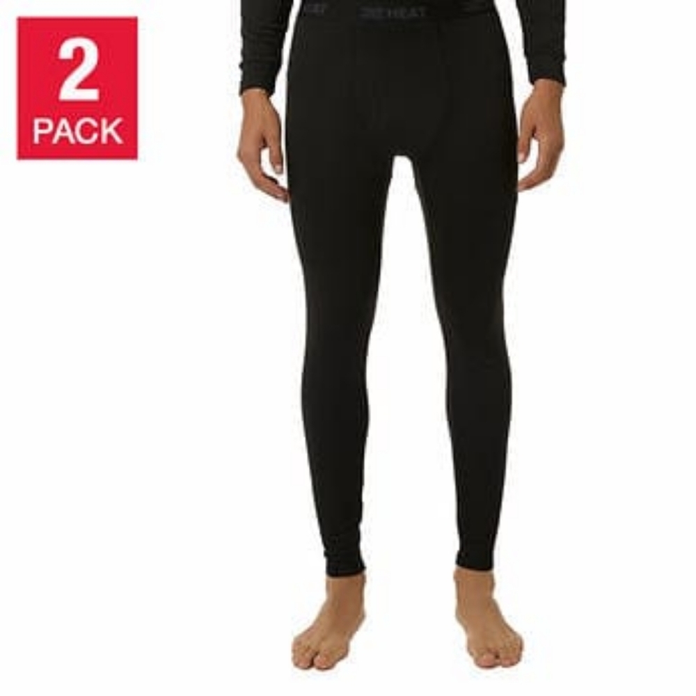 32 Degrees Heat Men's Fleece Lined Base Layer Pant, 2-pack